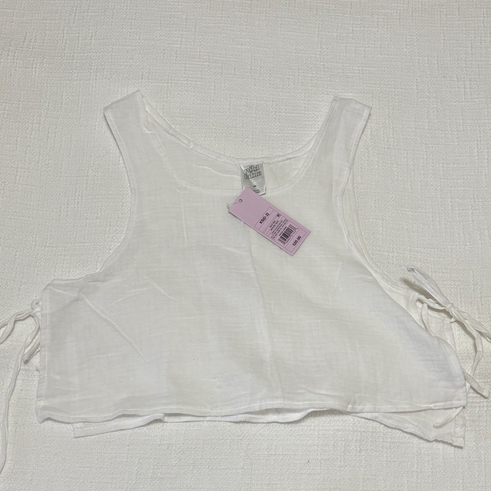 Wild fable Target white side tie linen gauze cropped tank top